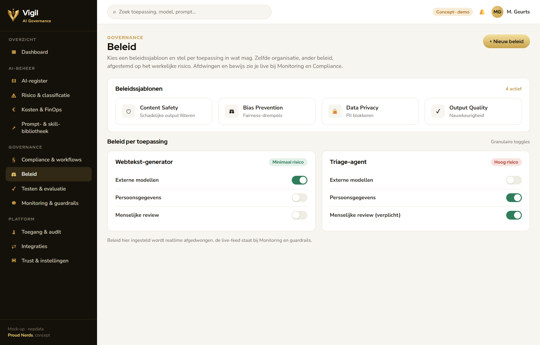 Beleid per toepassing: beleidssjablonen en granulaire toggles afgestemd op het werkelijke risico